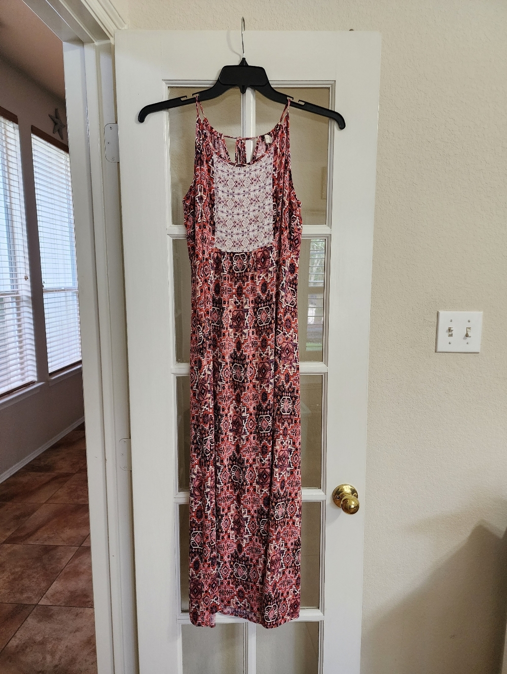 Altar’d State Boho Aztec Print Maxi Dress Tie Back Sleeveless L